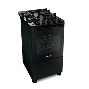 Fogão de Piso Brastemp 4 Bocas com mesa de vidro e grades duplas de ferro fundido Preto - BFO4VAE - Bivolt