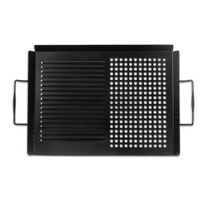 Grelha Brinox preta para Carnes e Vegetais - 49,5 x 30,8 cm em aço carbono para altas temperaturas do seu churrasco