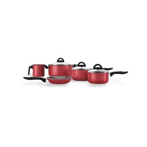 Jogo de Panelas Brinox Antiaderente Pro-Flon 5 Peças Chilli Vermelho Cereja