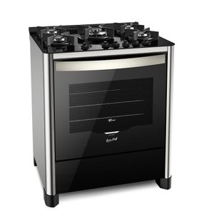 Fogão de Piso Fischer 5 Bocas TC Gran Chef com Grill Preto e Inox - 220 Volts