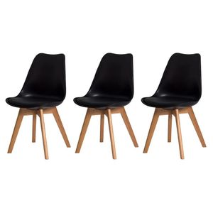 Kit 3 Cadeiras Saarinen Leda Preta