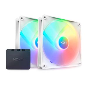 Kit 2 Fan Gamer RGB + Controlador NZXT RGB 140mm Core Branco RF-C14DF-W1