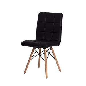 Cadeira Charles Eames Gomos Preta Base Madeira