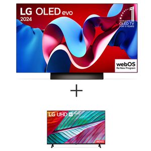 Smart TV 4K LG OLED Evo 65" Polegadas OLED65C4 + Smart TV LG LCD 43" UHD ThinQ AI HDR Alexa - 43UR7800PSA