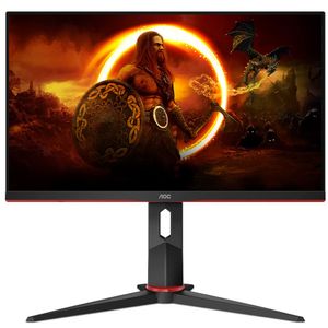 Monitor Gamer AOC 23,8" 144Hz/165Hz 1ms Ajuste de Altura, Preta e Vermelho - 24G2S/BK