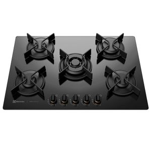 Cooktop à Gás Electrolux Pro Series de Vidro com 5 Bocas Preto - GV75P