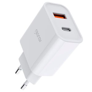 Carregador Turbo 20W Duo USB USB-C QC® 3.0 Branco Geonav - CH20PDQC