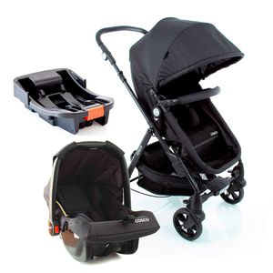 Carrinho com Bebê Conforto Trio Poppy Travel System Preto Mescla - Cosco