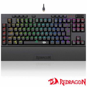 Teclado Mecânico Gamer para Windows e Mac Vishnu RGB Preto Switch Vermelho - Redragon - K596RGB