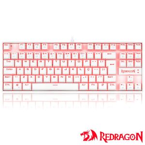 Teclado Mecânico Gamer para Windows e Mac Kumara Rgb Branco e Marrom - Redragon - K552W-RGB