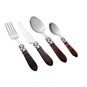Jogo Talheres 24 peças Inox Jantar Tabaco Aladim Bugatti