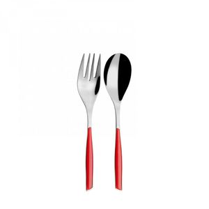 Garfo Salada e Colher 2 Pçs Grande Vermelho Glamour Bugatti