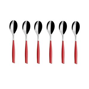 Colher para Café 13cm Inox 6 peças Vermelha Glamour Bugatti
