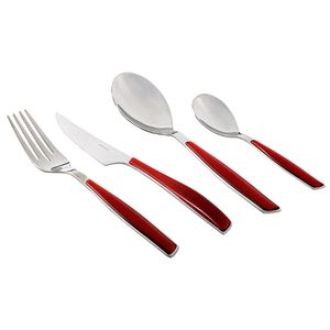 Jogo Talheres 24 peças Inox Jantar Vermelho Glamour Bugatti