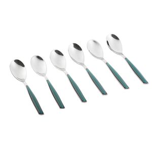 Colher Café 15cm Inox 6 peças Verde Tiffany Glamour Bugatti