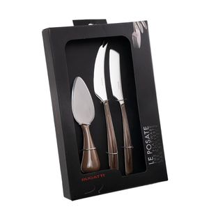 Kit 3 Peças Queijo Faca Espátula Petisco Tabaco Luxo Bugatti