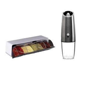 Jogo Tempero Moedor de Sal Pimenta e Porta Condimentos 2 Pçs