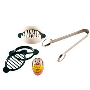 Conjunto para Ovos Cortador Timer e Pegador Cozinha Prana
