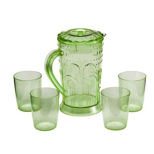 Jarra Acrílico 4 Copos Agua Suco Gelo Bebida 1200ml Verde