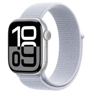 Apple Watch Series 10 (GPS, 42 mm) Caixa de Alumínio Prateada, Pulseira Loop Esportiva Nuvem Azul