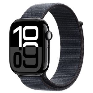 Apple Watch Series 10 (GPS, 46 mm) Caixa de Alumínio Preta Brilhante, Pulseira Loop Esportiva Tinto