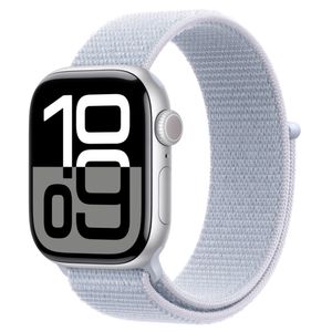 Apple Watch Series 10 (GPS + Cellular 42 mm) Caixa de Alumínio Prateada, Pulseira Loop Esportiva Nuvem Azul