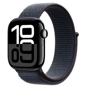 Apple Watch Series 10 (GPS + Cellular 42 mm) Caixa de Alumínio Preta, Pulseira Loop Esportiva Tinto