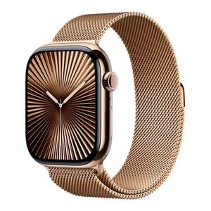 Apple Watch Series 10 (GPS + Cellular 46 mm) Caixa de Titânio Dourada, Pulseira Milanês Dourada M/G