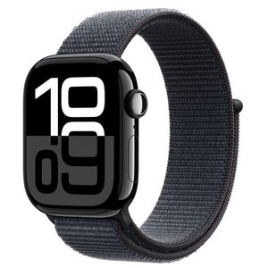 Apple Watch Series 10 (GPS, 42 mm) Caixa de Alumínio Preta Brilhante, Pulseira Loop Esportiva Tinto