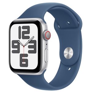 Apple Watch SE (GPS + Cellular 44mm) Caixa Prateada de Alumínio com Pulseira Esportiva Denim - P/M