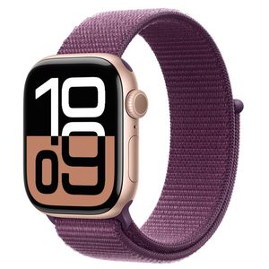 Apple Watch Series 10 (GPS, 42 mm) Caixa de Alumínio Ouro Rosa, Pulseira Loop Esportiva Ameixa