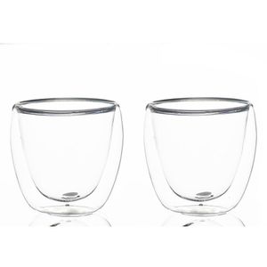 Conjunto 2 Copos de Café Chá Parede Dupla 80ml Borossilicato