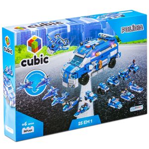 Blocos de Montar Cubic 25 em 1 Polícia 569 Peças Multikids - BR1619 BR1619