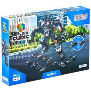 Blocos De Montar Cubic 25 Em 1 Polícia Swat Robot 600 Peças Multikids - BR1616 BR1616